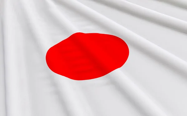 3Dレンダリング 手を振って 日本国旗壁の背景 — ストック写真