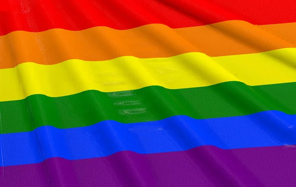 Rendering Sventolando Lgbtq Arcobaleno Colore Bandiera Parete Sfondo — Foto Stock