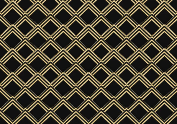 Rendering Modern Luxurious Seamless Golden Square Grid Pattern Wall Design — Stock Photo, Image