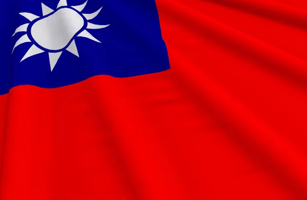 Weergave Zwaaien Taiwan Nationale Vlag Muur Achtergrond — Stockfoto