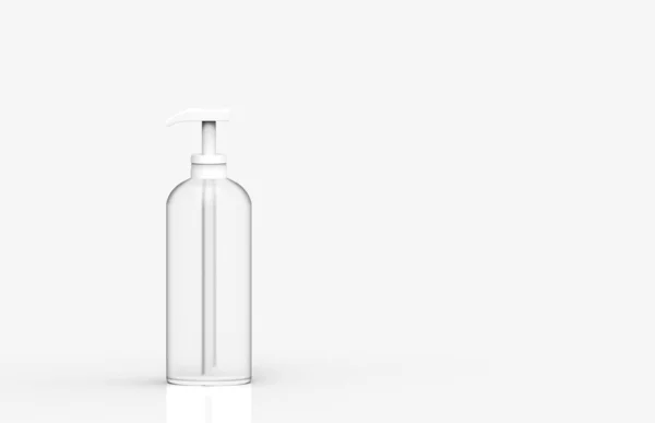 Weergave Leeg Geen Label Wit Transparant Vloeibaar Glazen Flesje Grijze — Stockfoto