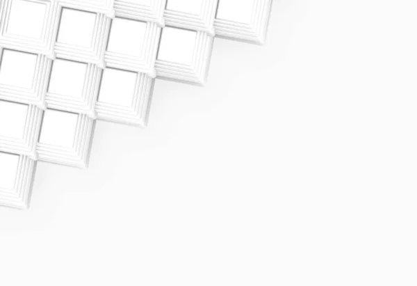 Візуалізація Сучасний Дизайн Білої Квадратної Сітки Сірому Фоні Стіни — стокове фото