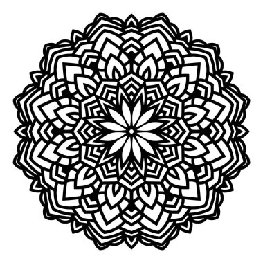 Henna, Mehndi, dövme, dekorasyon için mandala şeklinde dairesel desen. Etnik doğu tarzında dekoratif süs. Boyama kitabı sayfası.