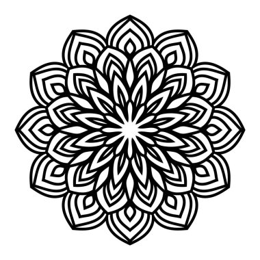 Henna, Mehndi, dövme, dekorasyon için mandala şeklinde dairesel desen. Etnik doğu tarzında dekoratif süs. Boyama kitabı sayfası.