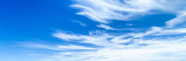 Banner Cirrus Clouds Deep Blue Sky Background — стокове фото