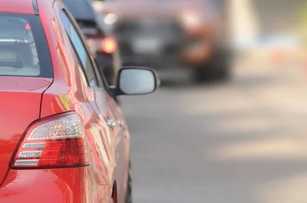 Coche Rojo Estacionado Calle — Foto de Stock