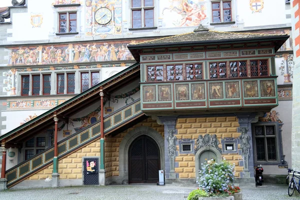 Mairie Lindau Allemagne Dans Art Bavarois Coloré Typique — Photo