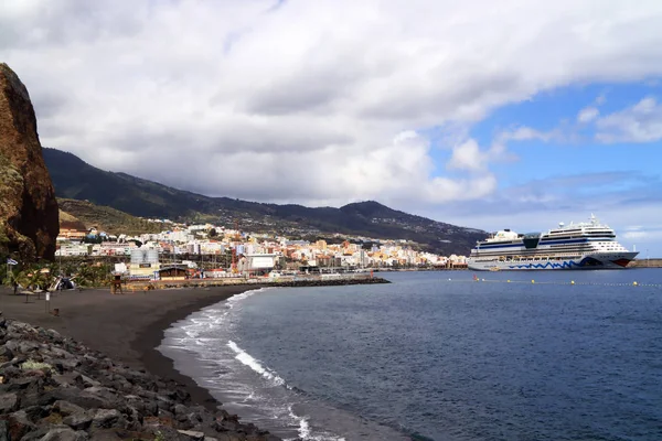 Kust Van Canarische Eiland Palma Met Stad Porto Van Santa — Stockfoto