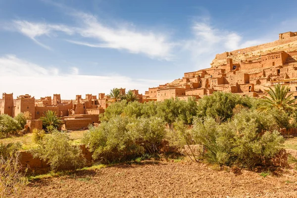 Weergave van oasis onder het Fort Ait Ben Haddou — Stockfoto