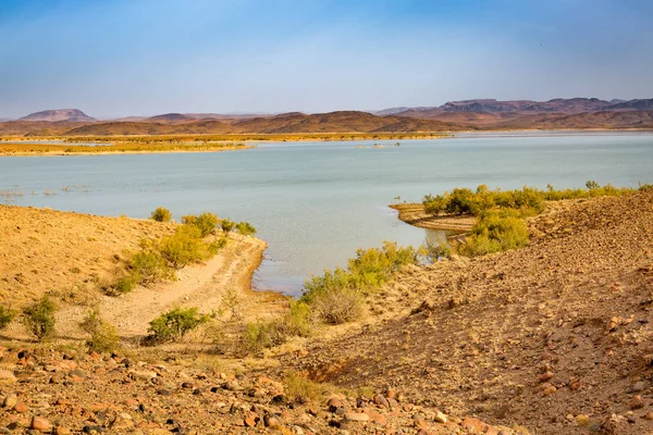 Water reservoir El Mansour Eddahbi near Ouarzazate, Morocco — Stock Photo, Image