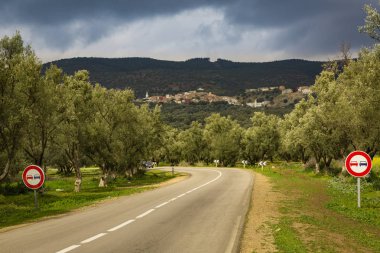 Bahar peyzaj etrafında şehir Semud'u El Ma, Fas görünümünü.
