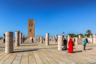 Rabat, Fas - 05 Şubat 2017: Hasan Kulesi Rabat