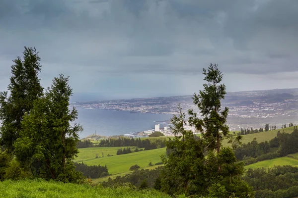 Collines encore verdoyantes sur l'île de Sao Miguel . — Photo