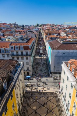 Lisbon, Portugal - May 19, 2017: Aerial view of commercial stree clipart