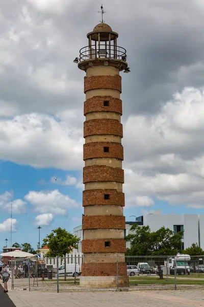 Lisbon, Portugal - May 18, 2017: Old lighthouse on the Tagus Riv — Stock Photo, Image