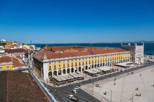 Lisabon, Portugalsko - 19. května 2017: Letecký pohled na náměstí Comercio — Stock fotografie