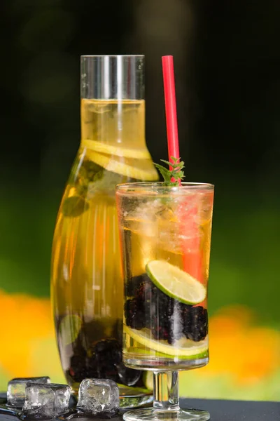 Homemade ice tea with blackberries — Stock Photo, Image