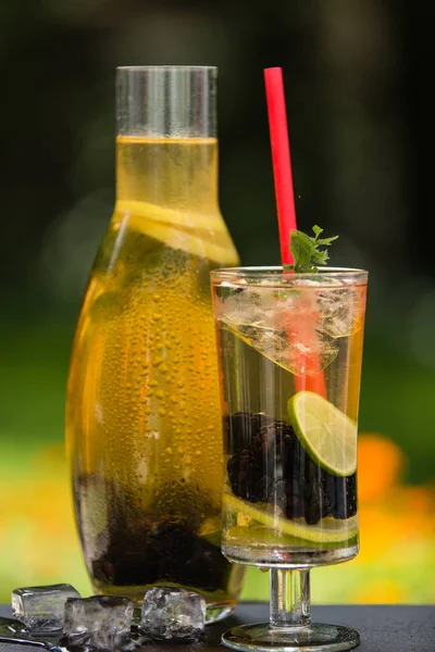 Homemade ice tea with blackberries — Stock Photo, Image