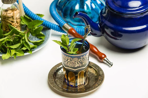 Traditional Arab mint tea, white background — Stock Photo, Image