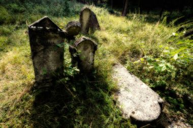 Yahudi Mezarlığı terk edilmiş. (Bulanık etkisi illüstrasyon)