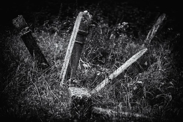 Eski terk edilmiş Yahudi mezarlığı (Bw illüstrasyon)