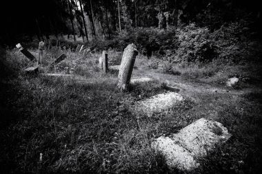 Eski terk edilmiş Yahudi mezarlığı (Bw illüstrasyon)