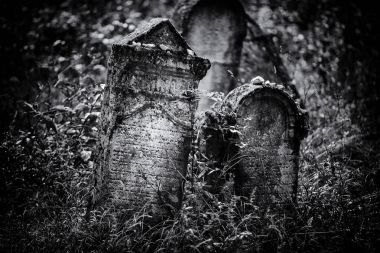 Eski terk edilmiş Yahudi mezarlığı (Bw illüstrasyon)