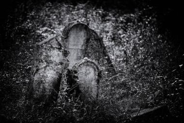 Eski terk edilmiş Yahudi mezarlığı (Bw illüstrasyon)