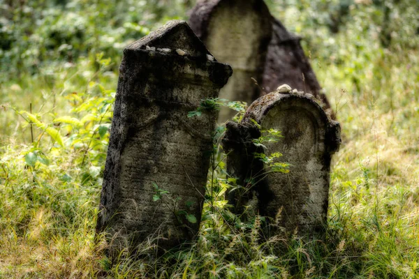 Antigo cemitério judeu abandonado. (Efeito desfocado Ilustração ) — Fotografia de Stock