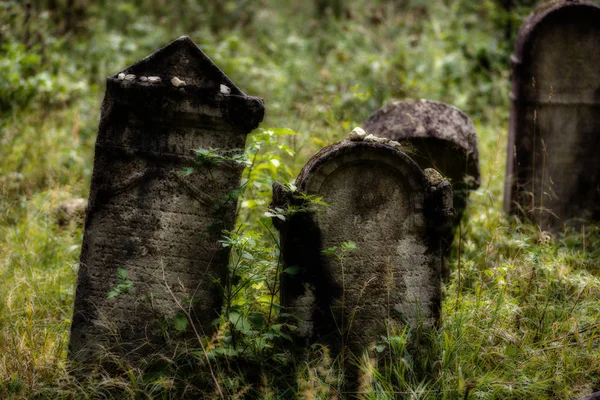 Ancien cimetière juif abandonné. (Effet flou Illustration ) — Photo