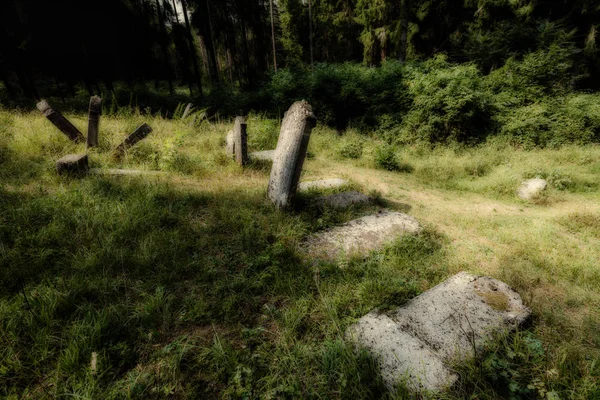 Starý opuštěný židovský hřbitov. (Rozmazaný efekt obrázku) — Stock fotografie