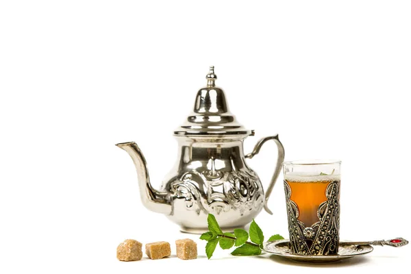 True Moroccan mint tea in the original cup — Stock Photo, Image