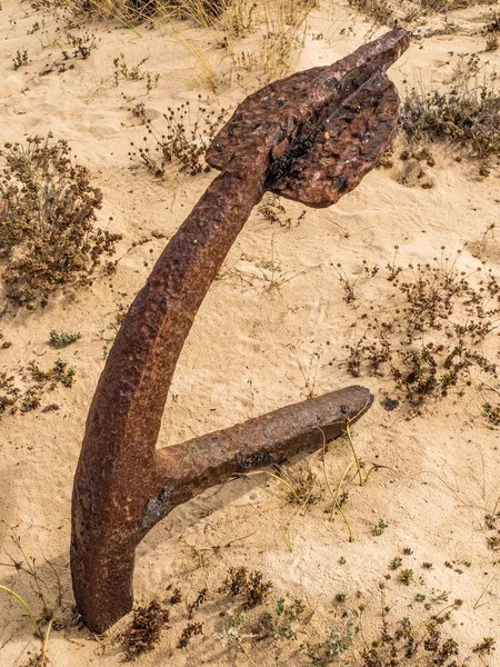 Naturalne cmentarz morskie kotwice na plażę Barril, Portugalia — Zdjęcie stockowe