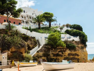 Carvoeiro , Portugal - October 20, 2017: Carvoeiro beach in Octo