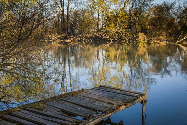 Piccolo Fiume Danubio Primavera Vicino Villaggio Malinovo Slovacchia — Foto Stock