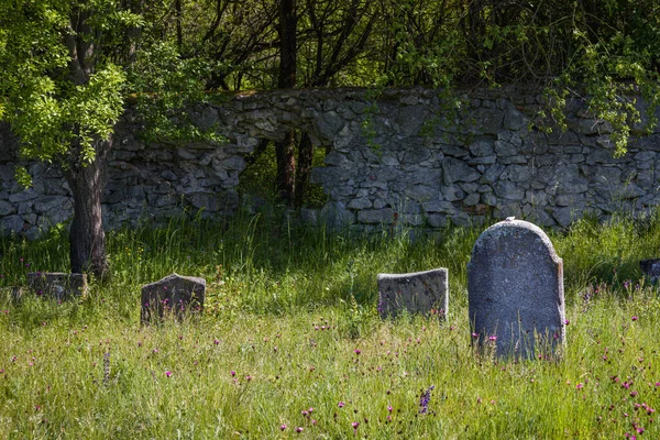 Cemitério Judaico Abandonado Muito Antigo Perto Aldeia Trstin Eslováquia — Fotografia de Stock