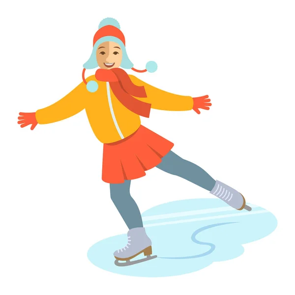 Mädchen Eiskunstlauf Vektor Cartoon — Stockvektor