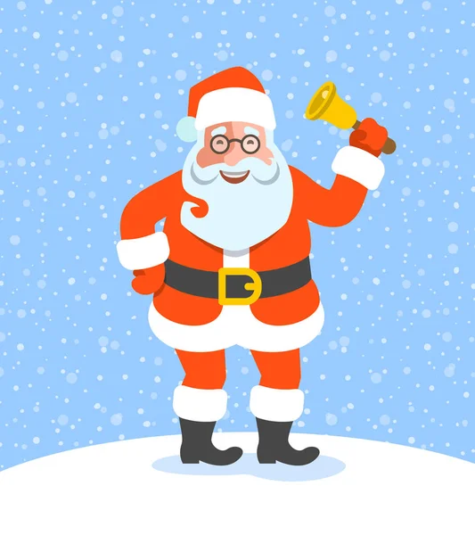 Санта-Клаус звонит в колокольчик персонаж мультфильма — стоковый вектор