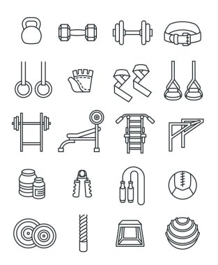 Halter düz vektör ince çizgiler Icons set