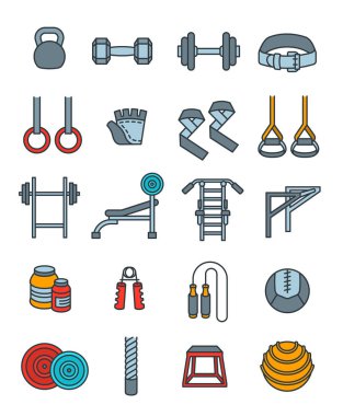 Halter düz vektör ince çizgiler Icons set