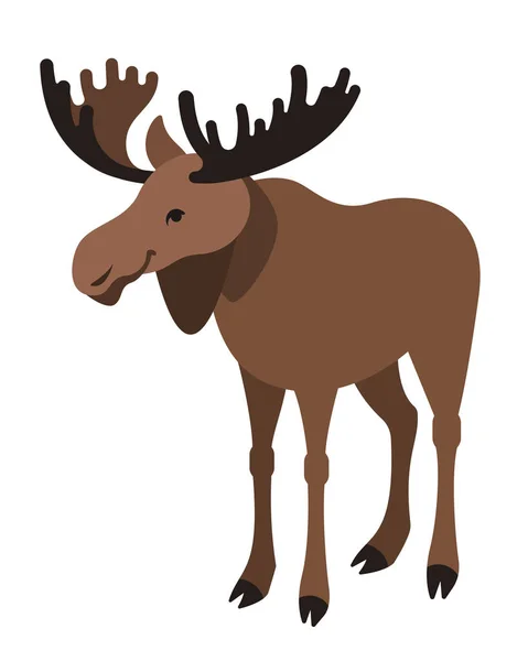Cute usmívající se rohatou elk kreslený obrázek — Stockový vektor