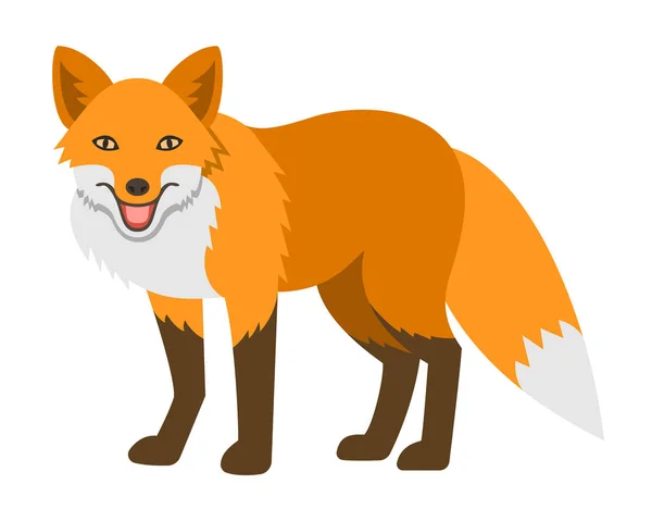 Mignon sourire illustration de dessin animé renard rouge — Image vectorielle