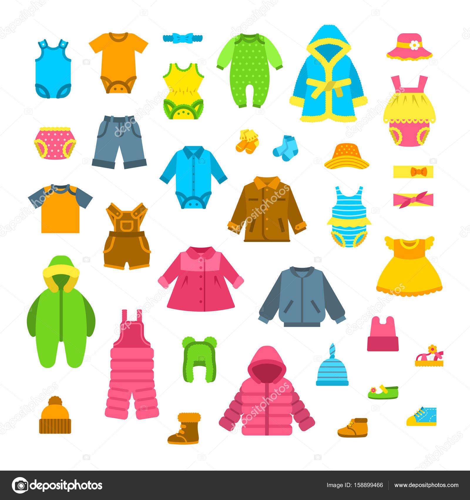 Baby clothes flat vector illustrations set Stock Vector Image by