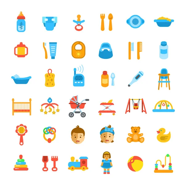 Bebek Bakımı düz vektör simgeler