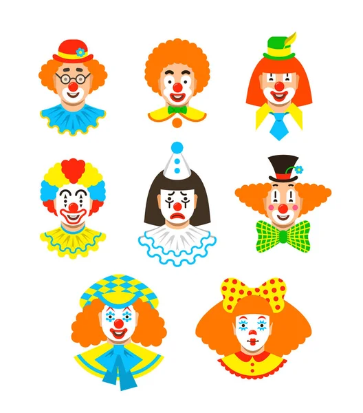 Clown fait face à différents avatars — Image vectorielle