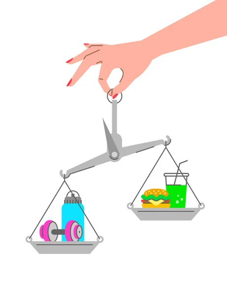 Fitness vs concepto de vector lineal plano de comida rápida — Vector de stock