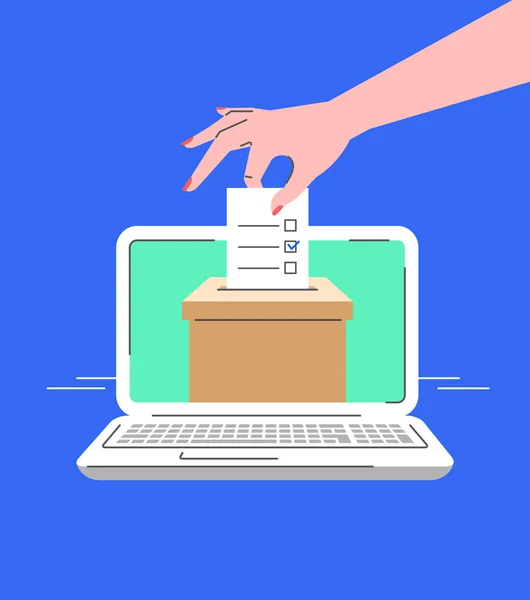 Electronic voting by computer online flat concept — Stock Vector
