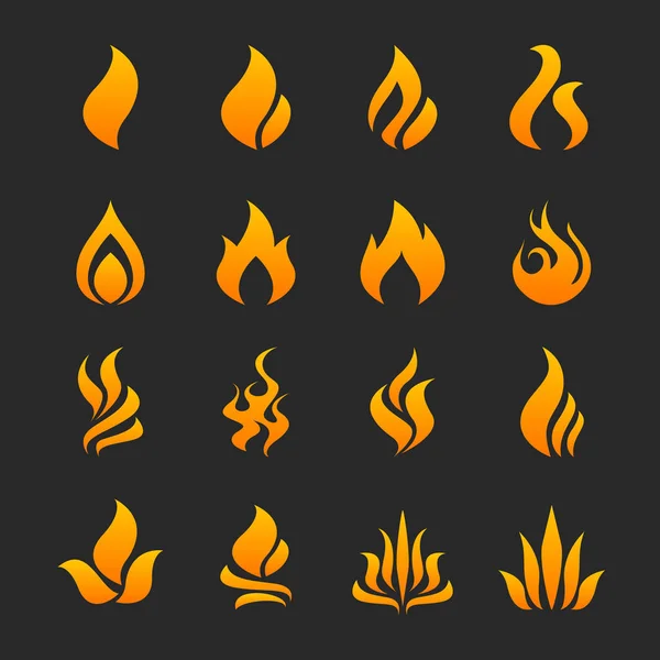 Feuer Flamme Symbol gesetzt Vektor — Stockvektor