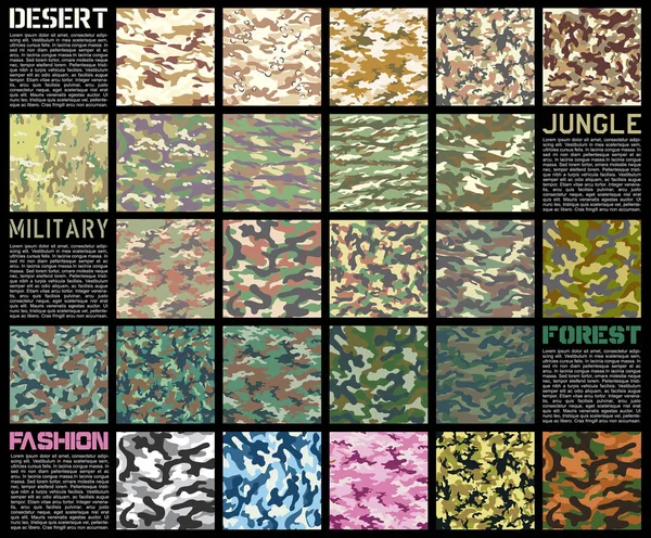 Camouflage patroon ingesteld vector — Stockvector