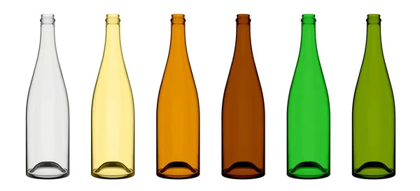 Set Lege Wijnflessen Verschillende Kleuren Illustratie Mockup — Stockfoto